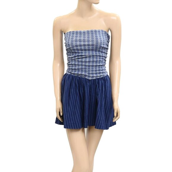 Free People Reina Tube Mini Dress Floral Striped Printed Strapless M New 279684 - Picture 8 of 8